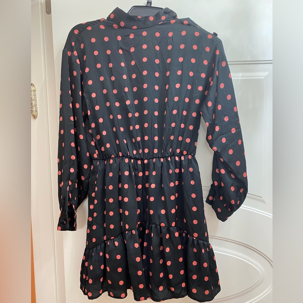 Zara Basic Polka Dot Dress – Black & Pink, Small
